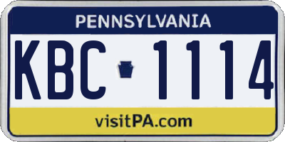 PA license plate KBC1114