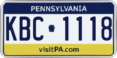 PA license plate KBC1118