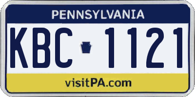 PA license plate KBC1121