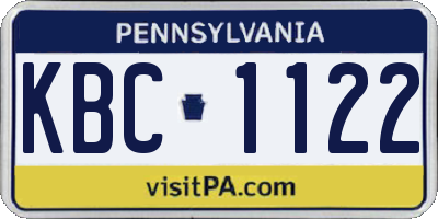 PA license plate KBC1122