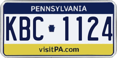PA license plate KBC1124