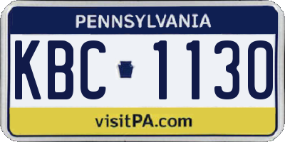 PA license plate KBC1130