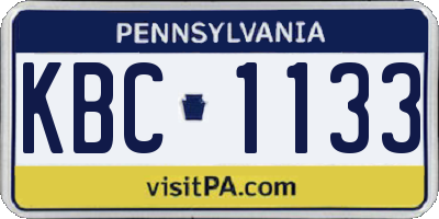 PA license plate KBC1133