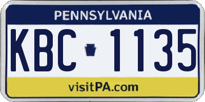PA license plate KBC1135