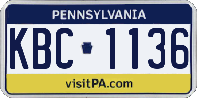 PA license plate KBC1136