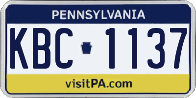PA license plate KBC1137