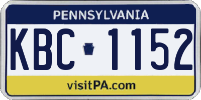 PA license plate KBC1152