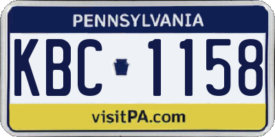 PA license plate KBC1158