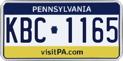 PA license plate KBC1165