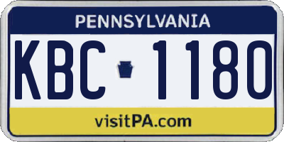 PA license plate KBC1180