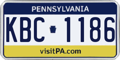PA license plate KBC1186