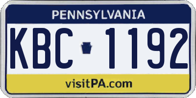 PA license plate KBC1192