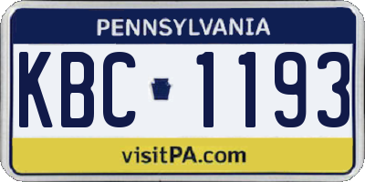 PA license plate KBC1193