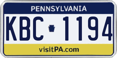 PA license plate KBC1194