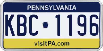 PA license plate KBC1196