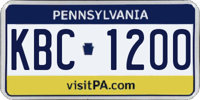 PA license plate KBC1200