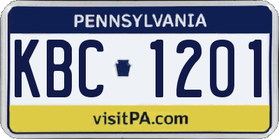 PA license plate KBC1201