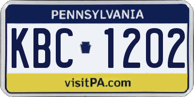 PA license plate KBC1202