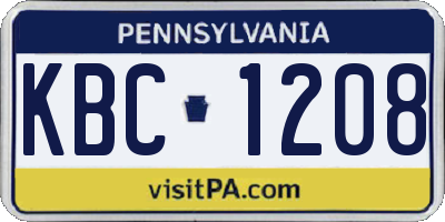 PA license plate KBC1208