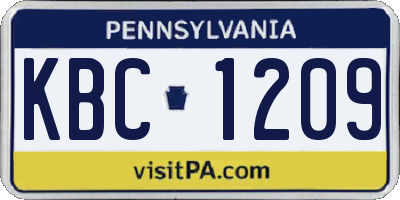 PA license plate KBC1209
