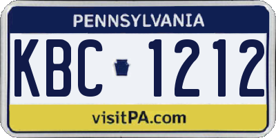 PA license plate KBC1212