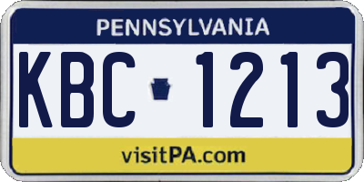 PA license plate KBC1213