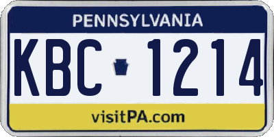 PA license plate KBC1214