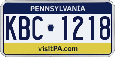 PA license plate KBC1218