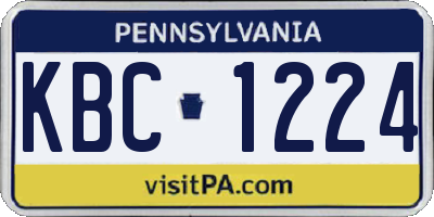 PA license plate KBC1224