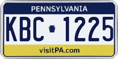 PA license plate KBC1225