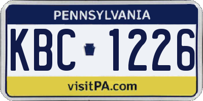 PA license plate KBC1226