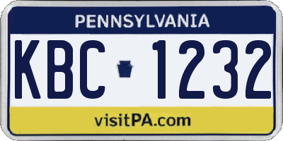 PA license plate KBC1232