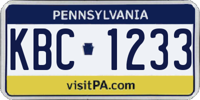 PA license plate KBC1233