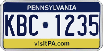 PA license plate KBC1235