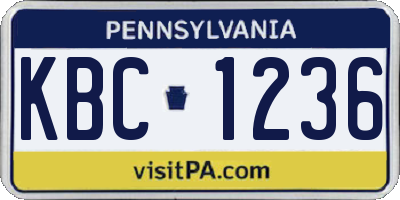PA license plate KBC1236