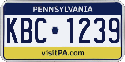 PA license plate KBC1239