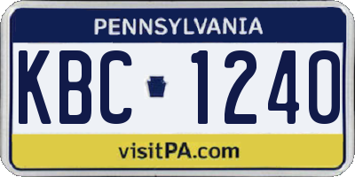 PA license plate KBC1240