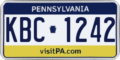 PA license plate KBC1242