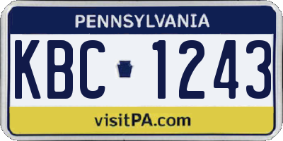 PA license plate KBC1243