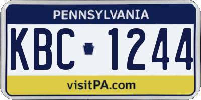 PA license plate KBC1244