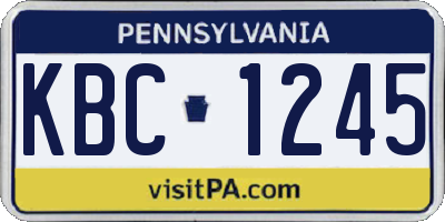 PA license plate KBC1245