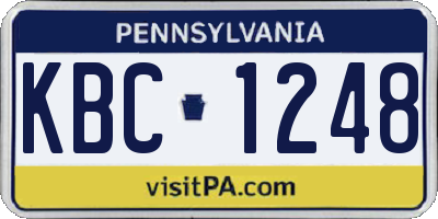 PA license plate KBC1248