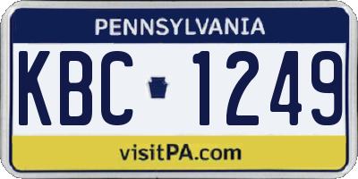 PA license plate KBC1249