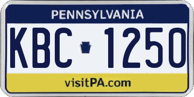 PA license plate KBC1250