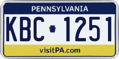 PA license plate KBC1251