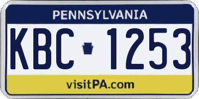 PA license plate KBC1253