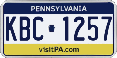 PA license plate KBC1257