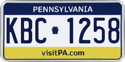 PA license plate KBC1258