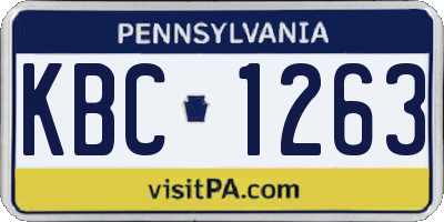 PA license plate KBC1263
