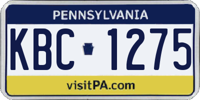 PA license plate KBC1275